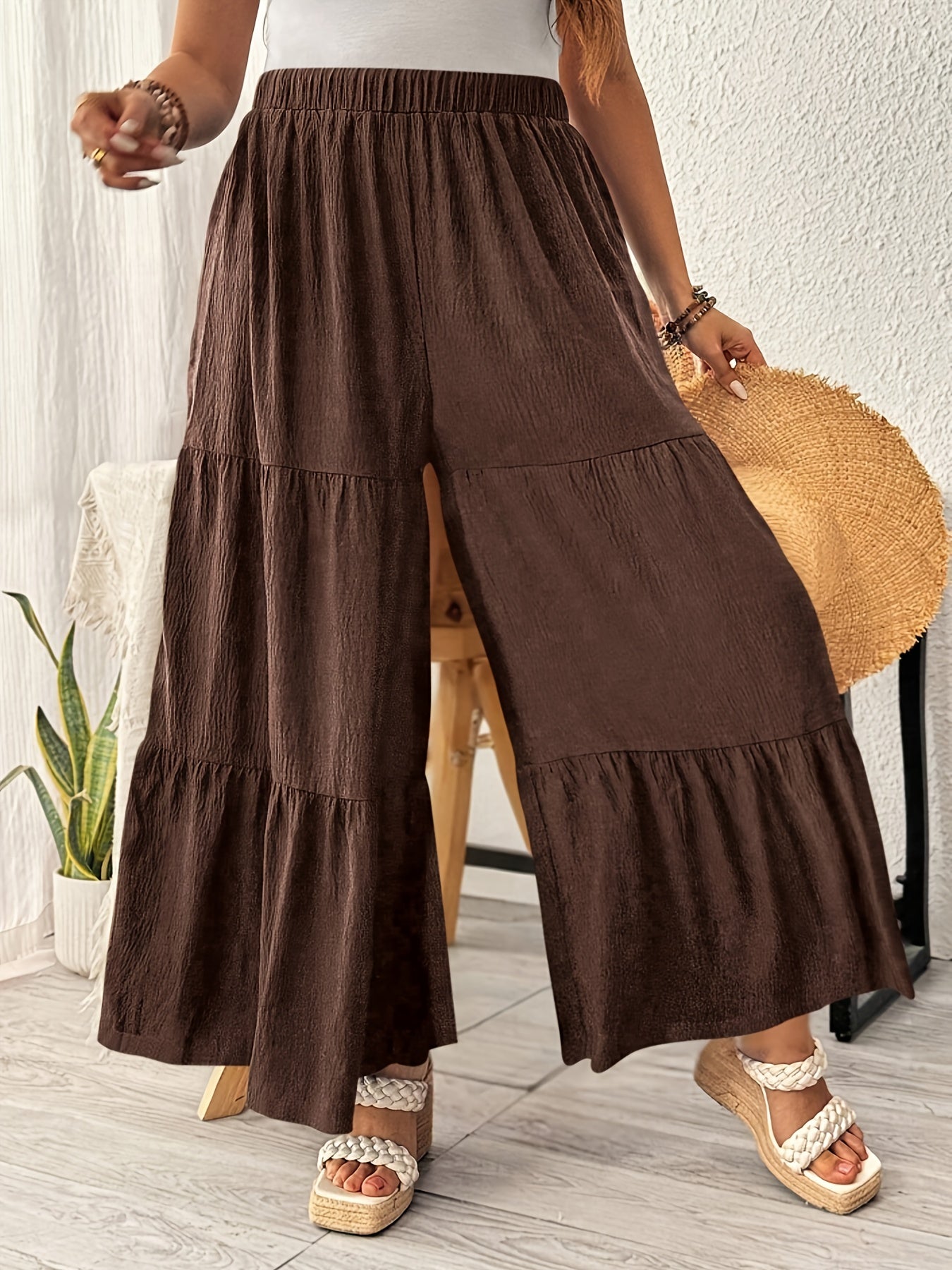 Plus Size Women's Patchwork Cake Skirt Pants Long Trousers