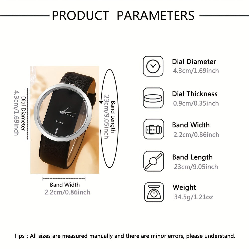 2 ta ayollar modasi soatlari to'plami, bo'sh dizayni bilan, kvarts mexanizmi, PU charm bilan yurak bilagti