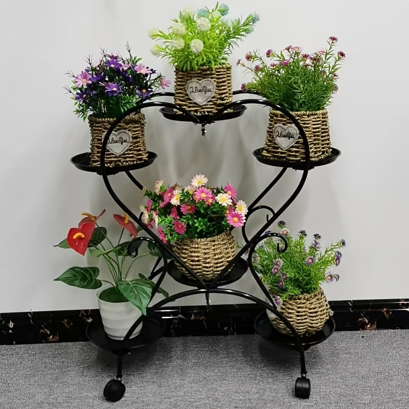 Soporte para plantas de metal en forma de corazón, de varios niveles, para interior y exterior, exhibición floral