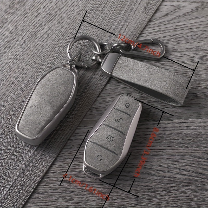 Universal TPU Car Key Fob Cover with Metal Key Ring, Bronze Finish