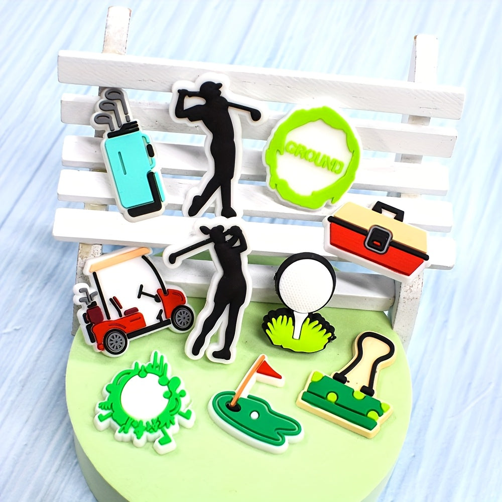 Unisex PVC golf uslubidagi poyafzal charm'lari ulgurji qumli sandal dekoratsiya to'plami