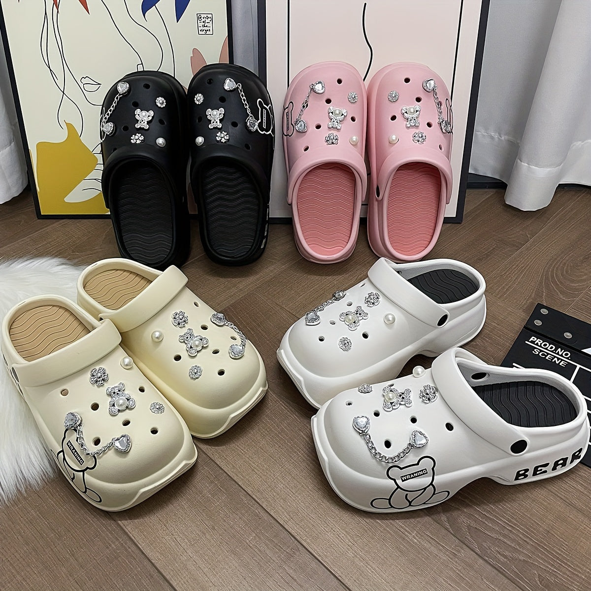 Kids Silver Plush Sole Hole Shoes for Casual Wear