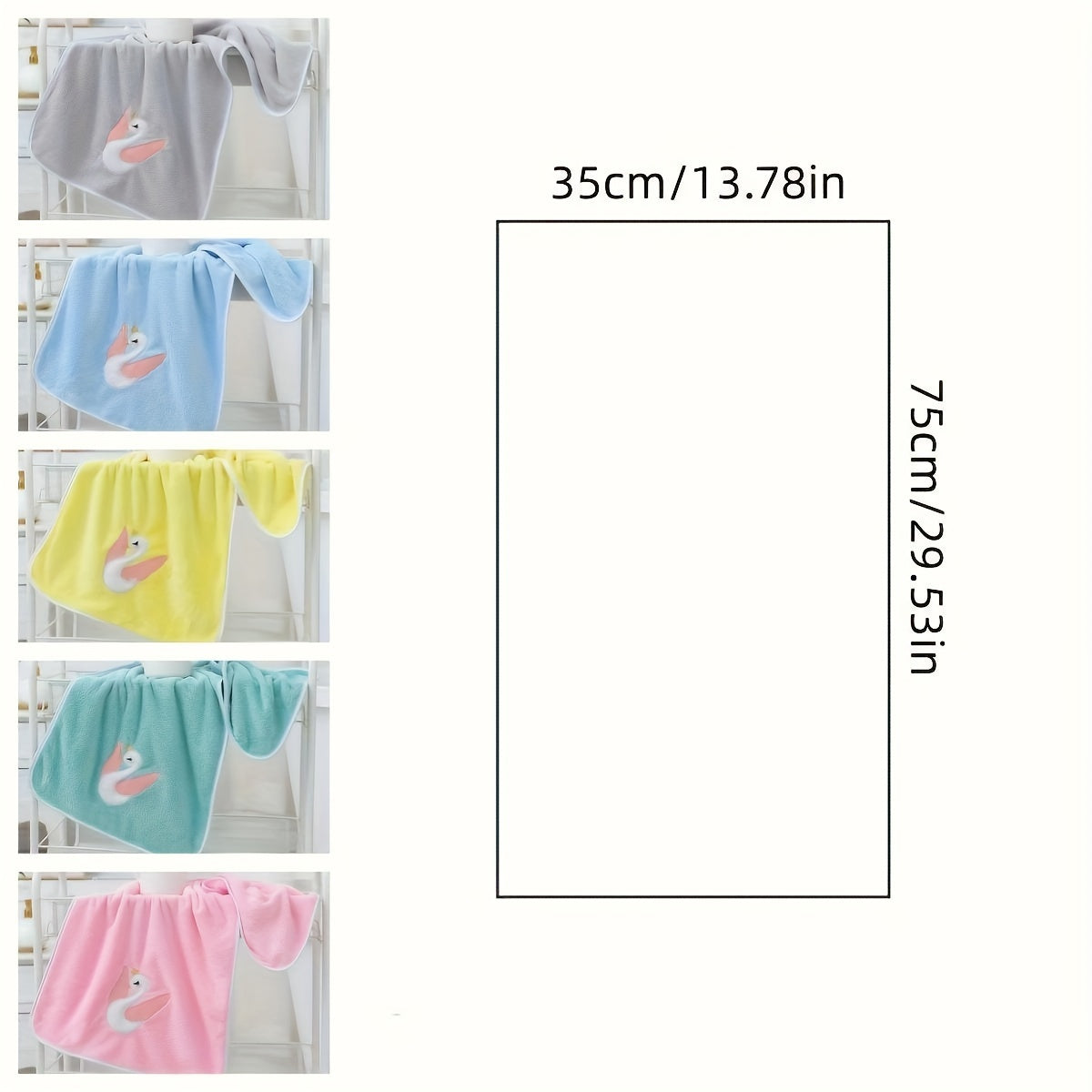 Toalla de baño de dibujos animados de cisne para niños 75x35cm suave, absorbente y de secado rápido