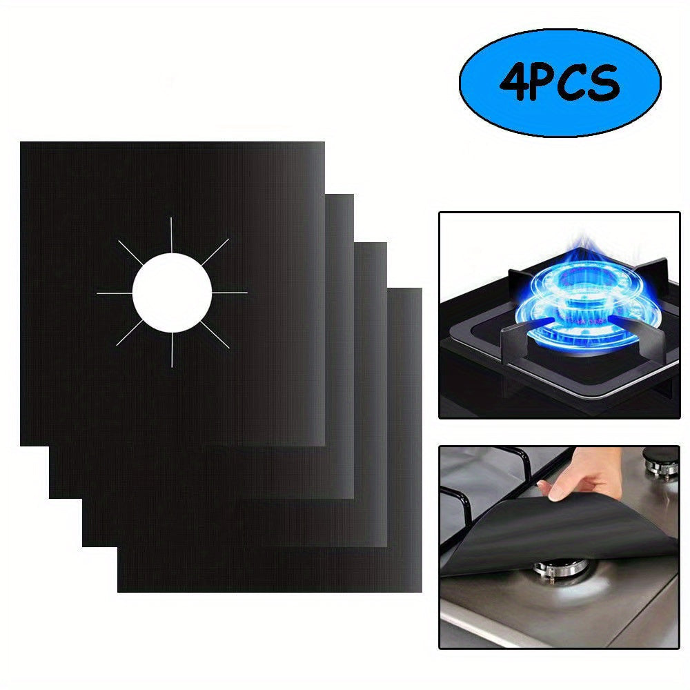 Set of 4 Double Thickness Non-Stick Gas Stove Burner Covers Reusable Scratch and Burn Protection