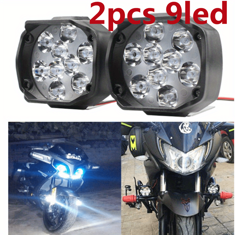 Motorcycle LED Fog Light 6500K White 6 LED Spot Headlamp 1200LM Pair