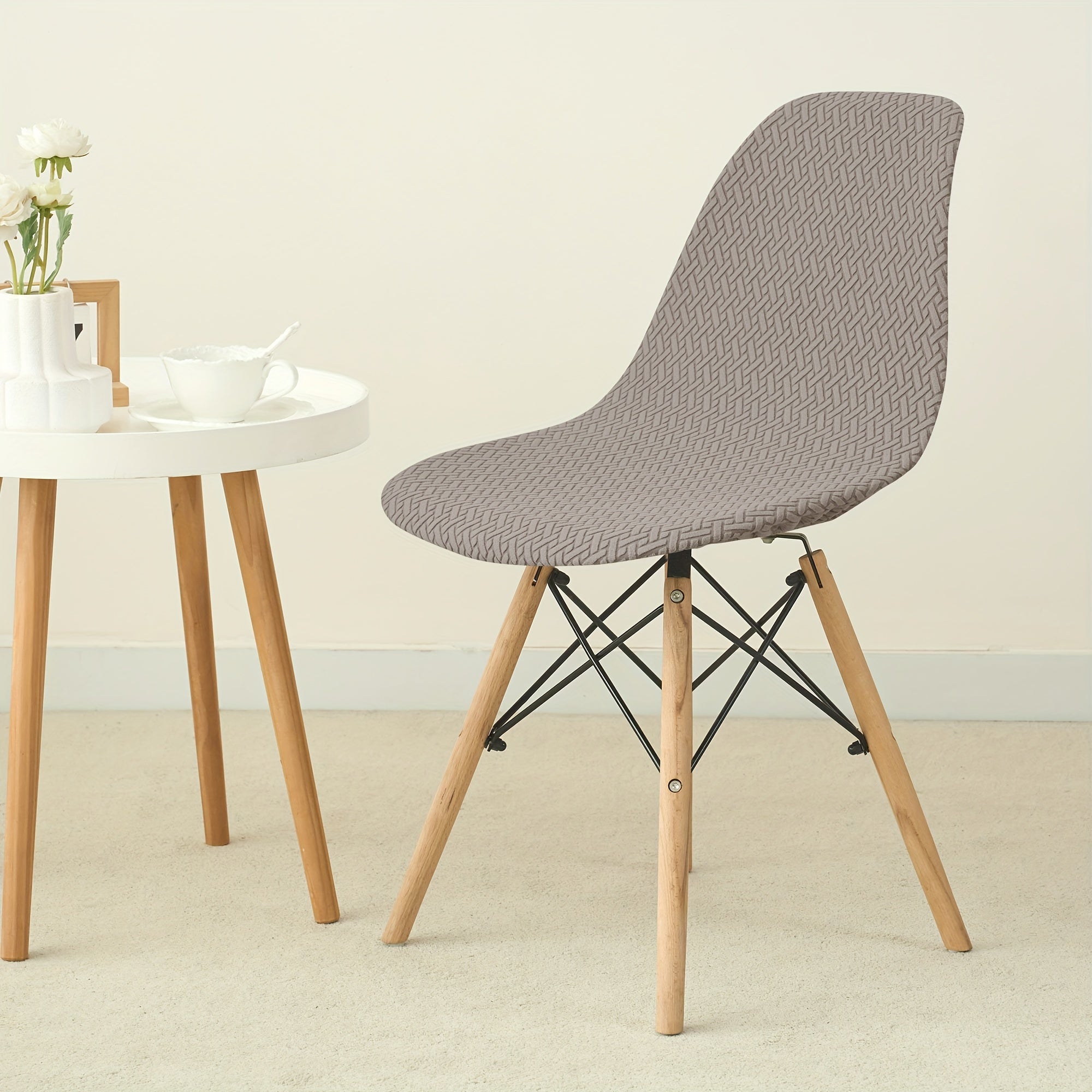 6 Pack Stretch Polyester Spandex Chair Covers for Dining Chairs Slipcovers with Elastic Band and Grip for Home Hotel