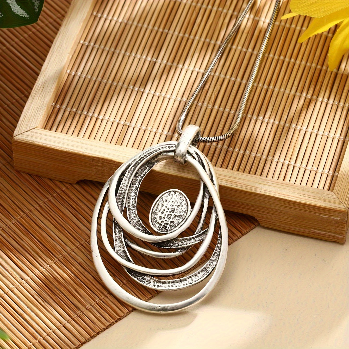 Zargarlik to'plami, sirg'alar va zanjirlar bilan, sink alloy, Bohem tarzida, aylana mozaik, retro uslub