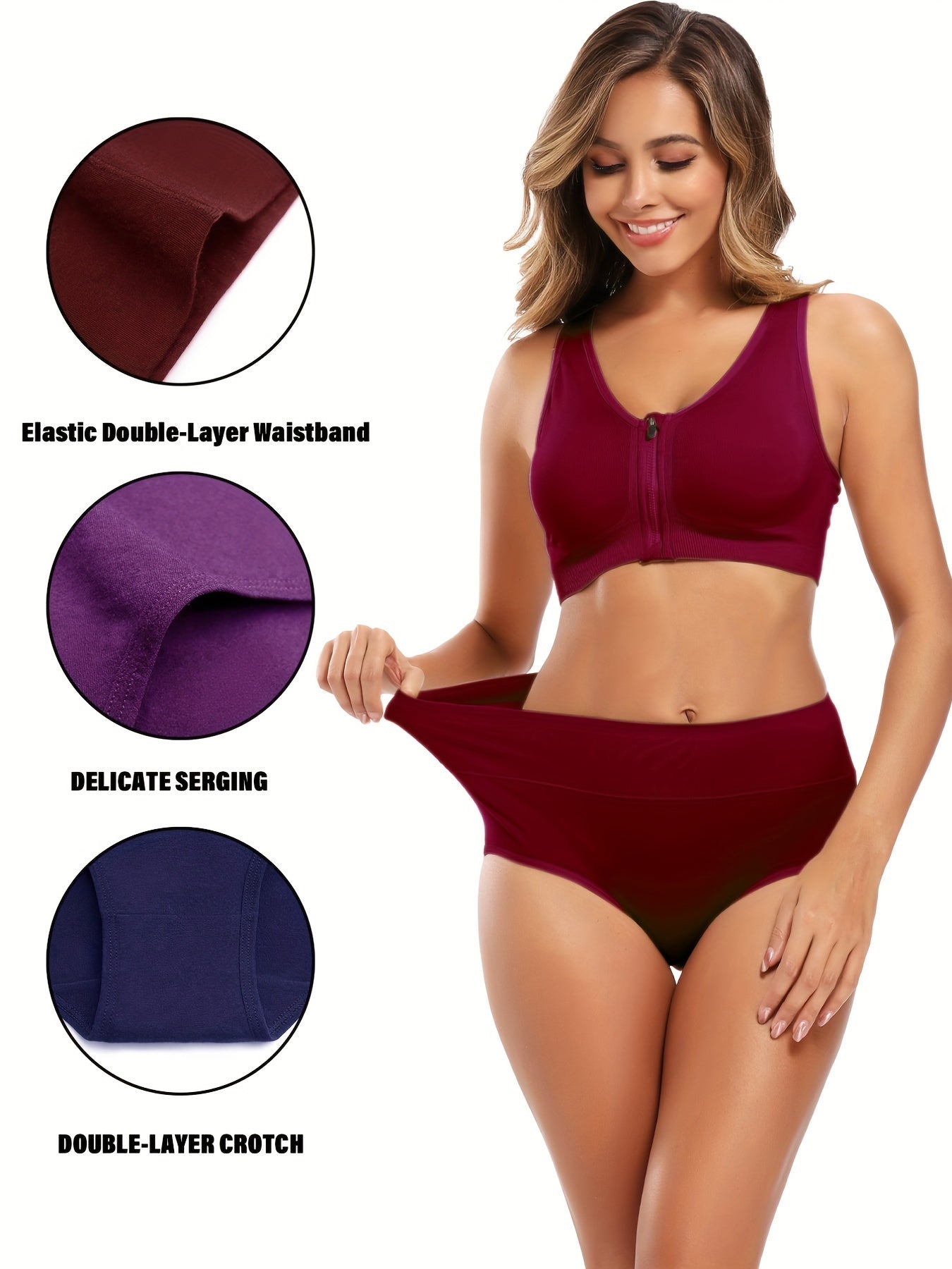 5 ta ayollar uchun yuqori beldagi ichki kiyimlar - Rangli assorti, yumshoq aralashma, cho'ziluvchan, ko'rinmaydigan to'qilgan mato