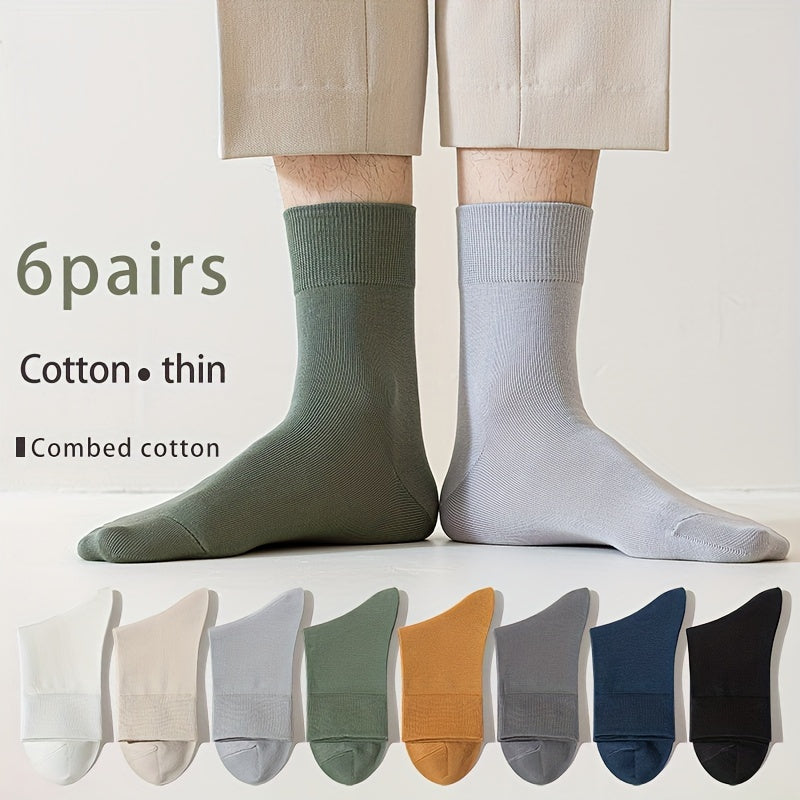 Calcetines de algodón sólidos para hombre, 6 pares, transpirables, absorbentes del sudor, para todas las estaciones