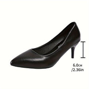 Women Black Matte High Heels Pointed Toe Dress Shoes for Office and Formal