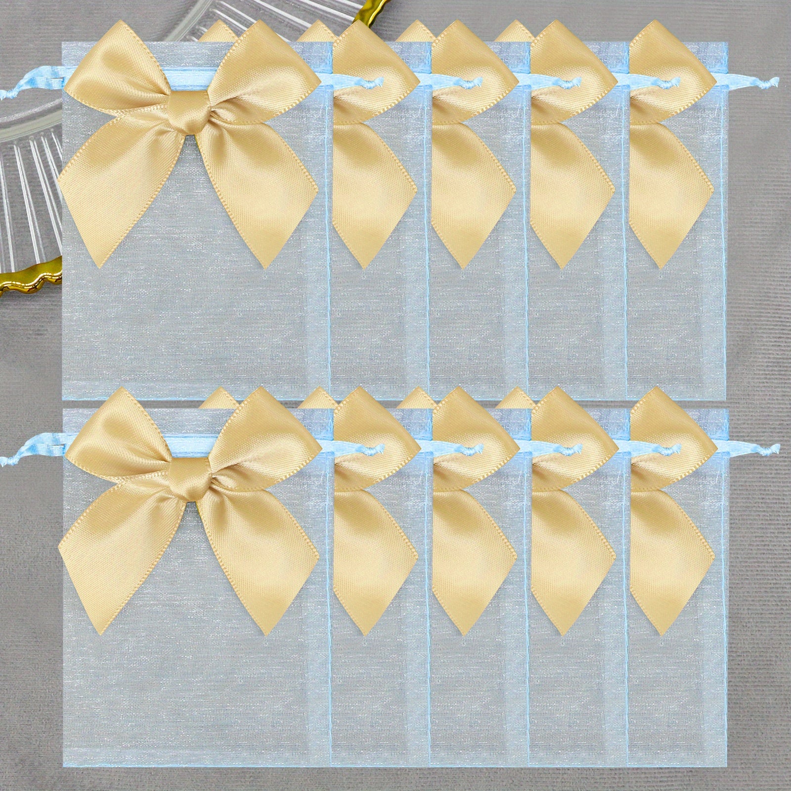 10 элегантных органзовых мешков с лентой и бантом для упаковки подарков и угощений на вечеринке