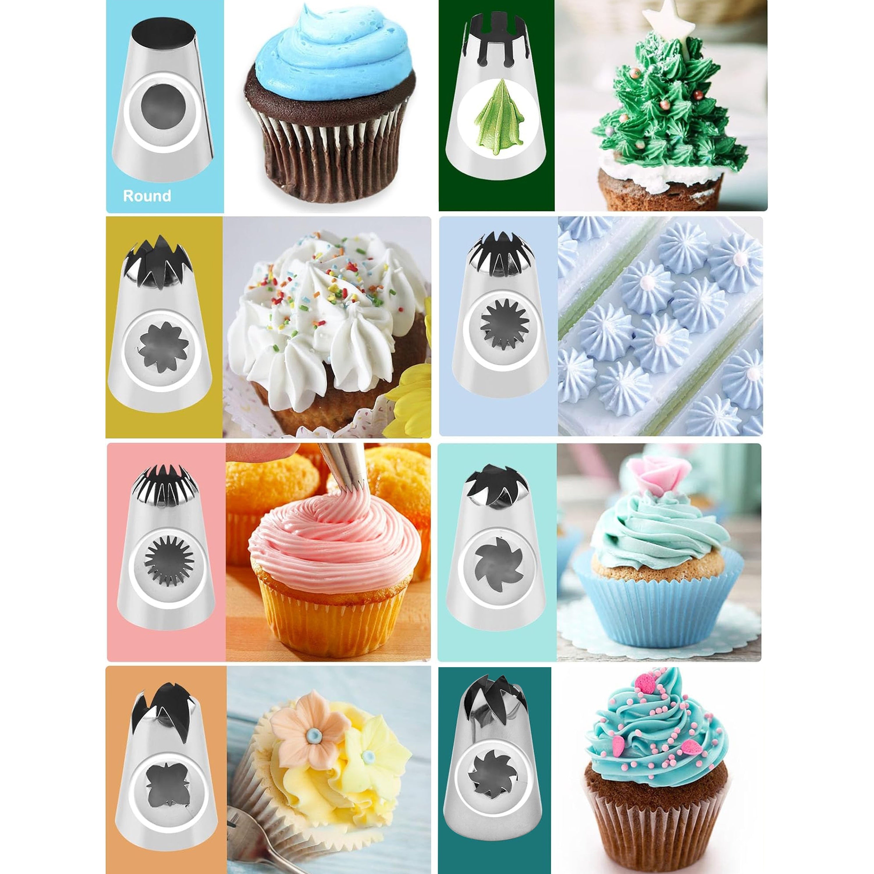 Set of 9 Stainless Steel Piping Tips for Cake Cookies and Macarons