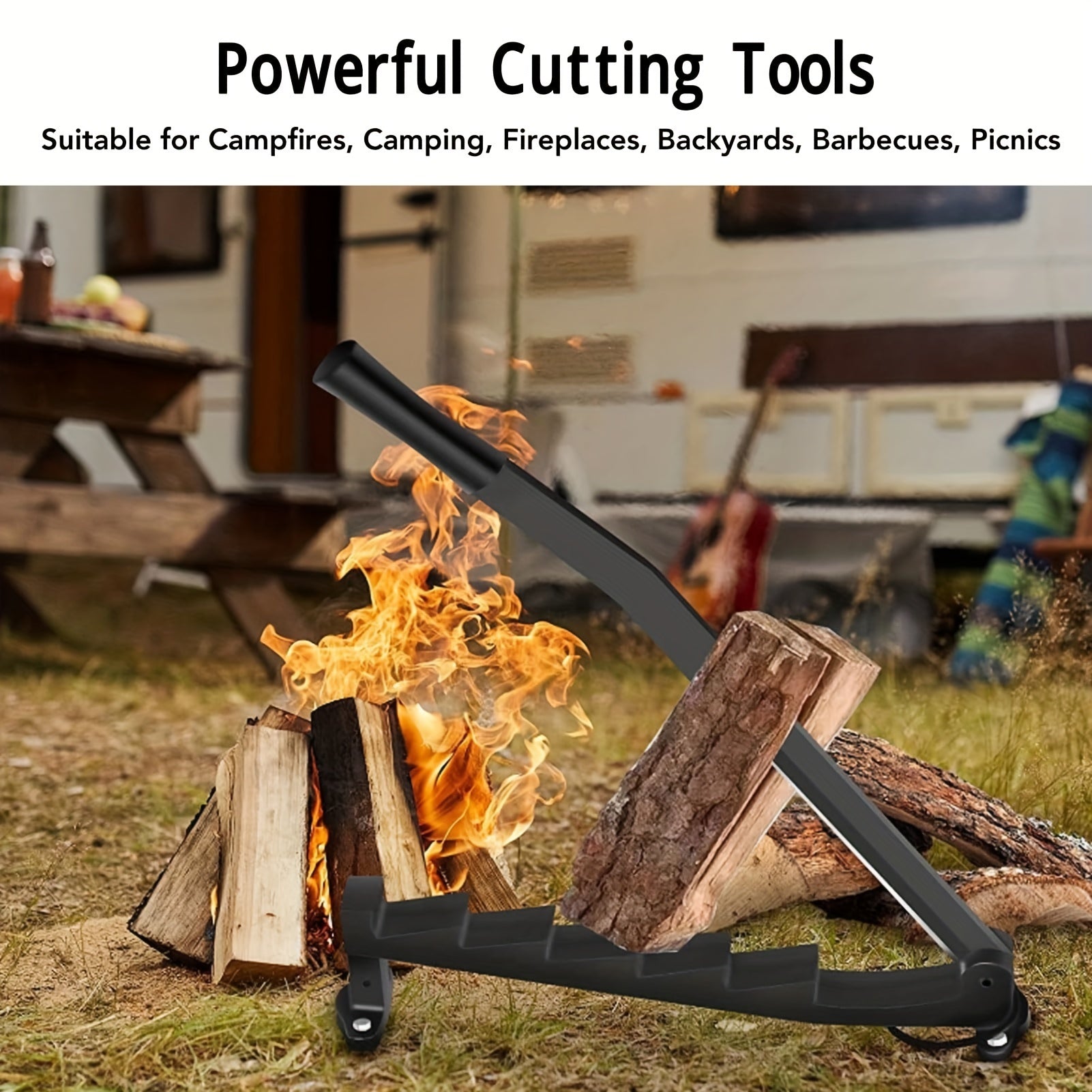 Wall-Mounted Kindling Splitter with Removable Steel Blade for Indoor Outdoor Use