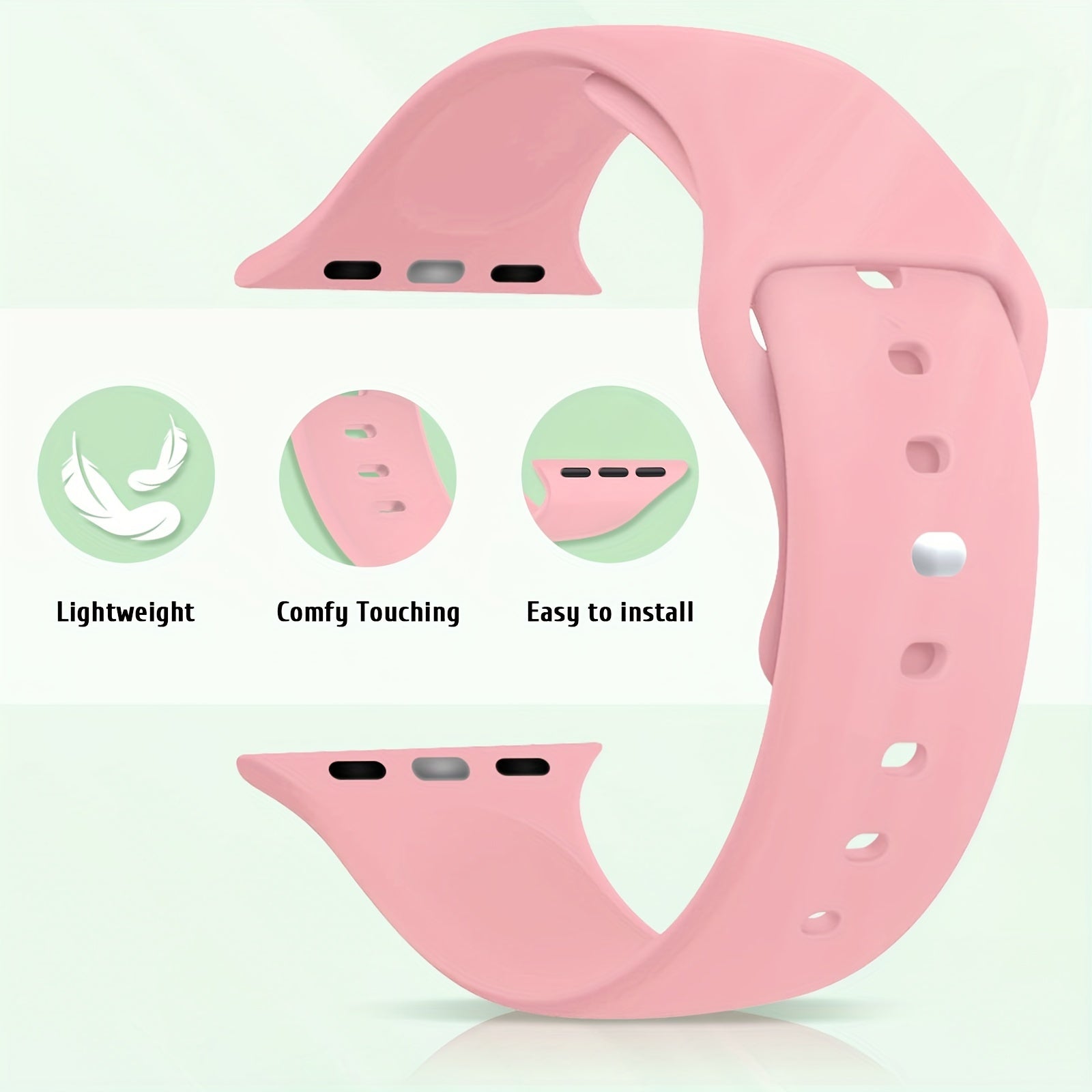 Waterproof Silicone Sport Watch Band for iWatch 38mm-46mm Compatible with Series SE/10/9/8/7/6/5/4/3/2/1