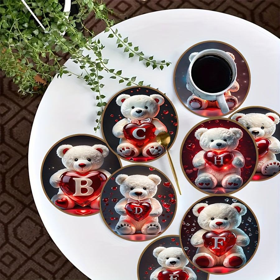 Animal Series Bear Alphabet Wooden Coaster for Drinks and Gifts