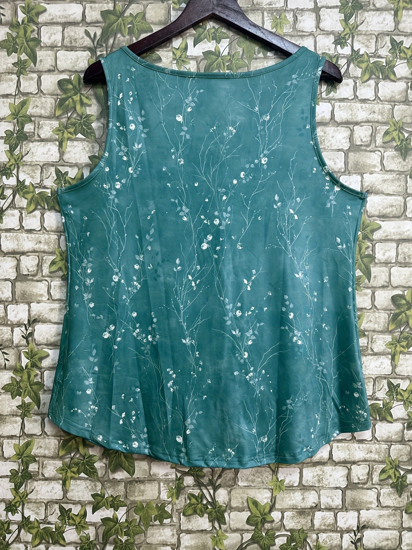 Plus Size Tank Top with Pleats and Button Front for Women