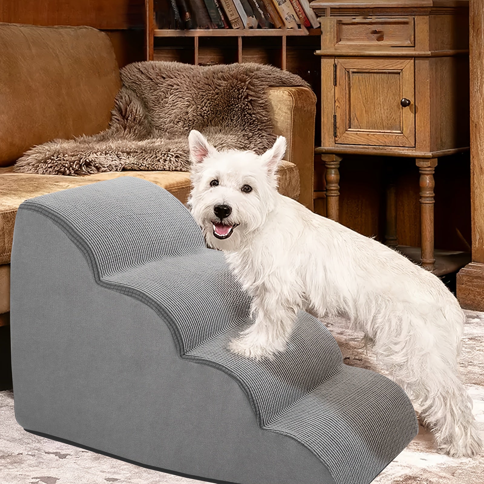 Small Dog Steps 2/3/4 Stairs Non-Slip Washable for Injured Older Pets with Joint Pain