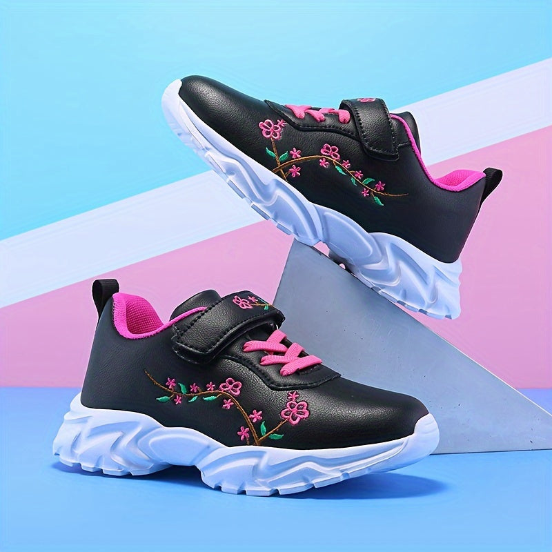 Girls' Casual Sports Shoes with Embroider Flowers Low Top EVA Sole