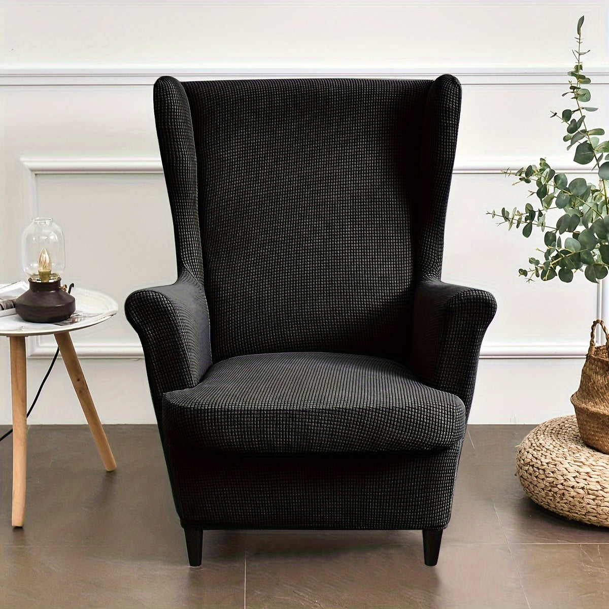 2 чехла для кресел, изготовленных из эластичной жаккардовой ткани для кресел с высокими спинками в спальнях, офисах, гостиных и для домашнего декора.