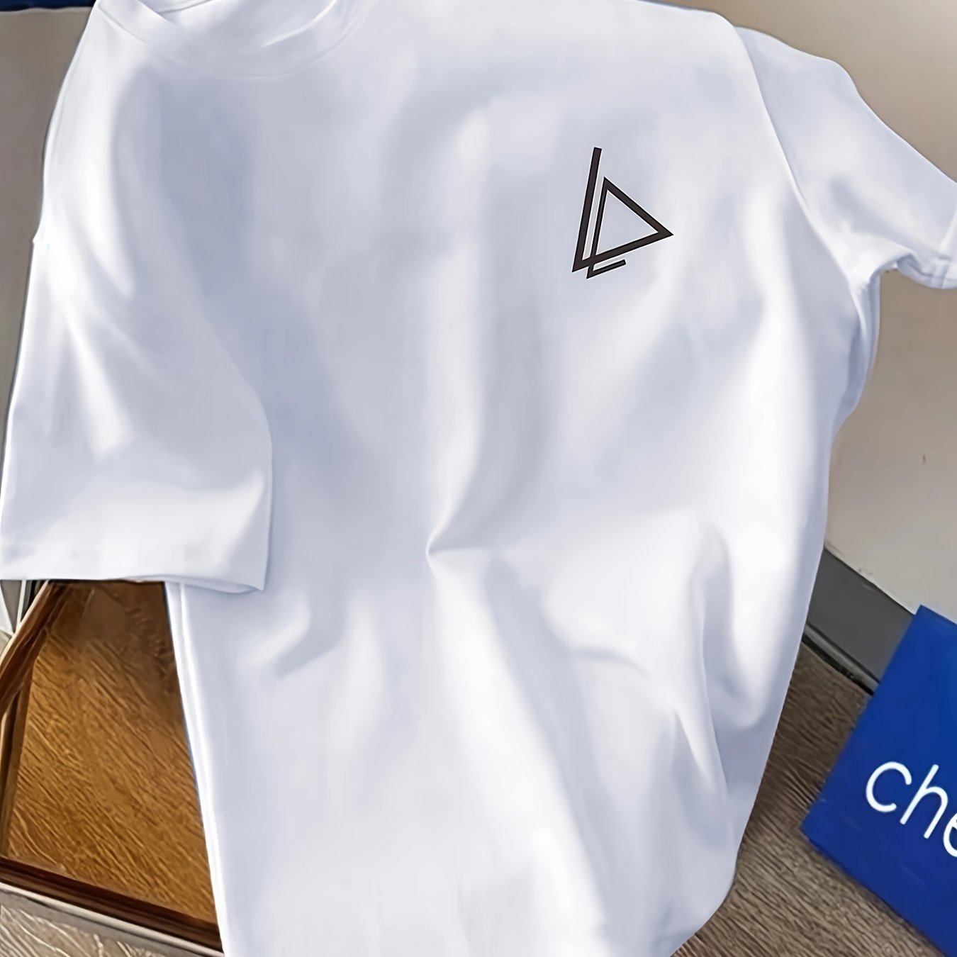 Unisex Navy Blue Heartbeat Print T-Shirt Summer Casual Crew Neck Polyester Elastane