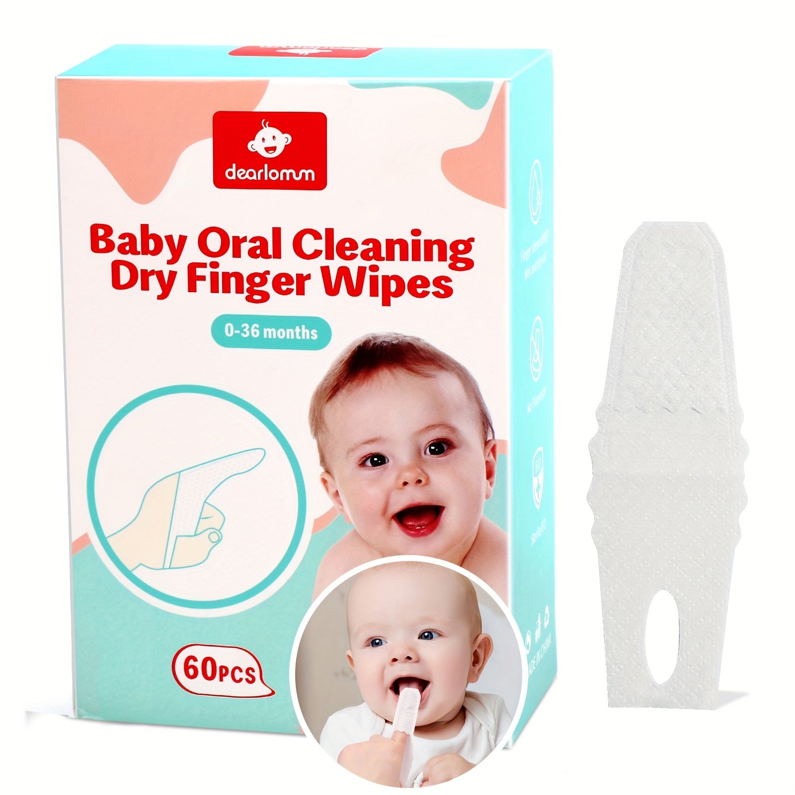 60-Pack Kids Oral Care Wipes Soft Gauze Tongue Cleaners for Children 0-36 Months