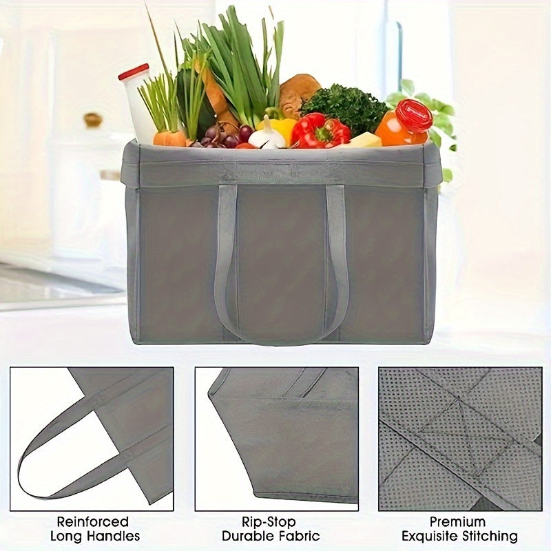 Eco-Friendly Reusable Shopping Bag Square Tote Leak-Proof Polypropylene Long Handles
