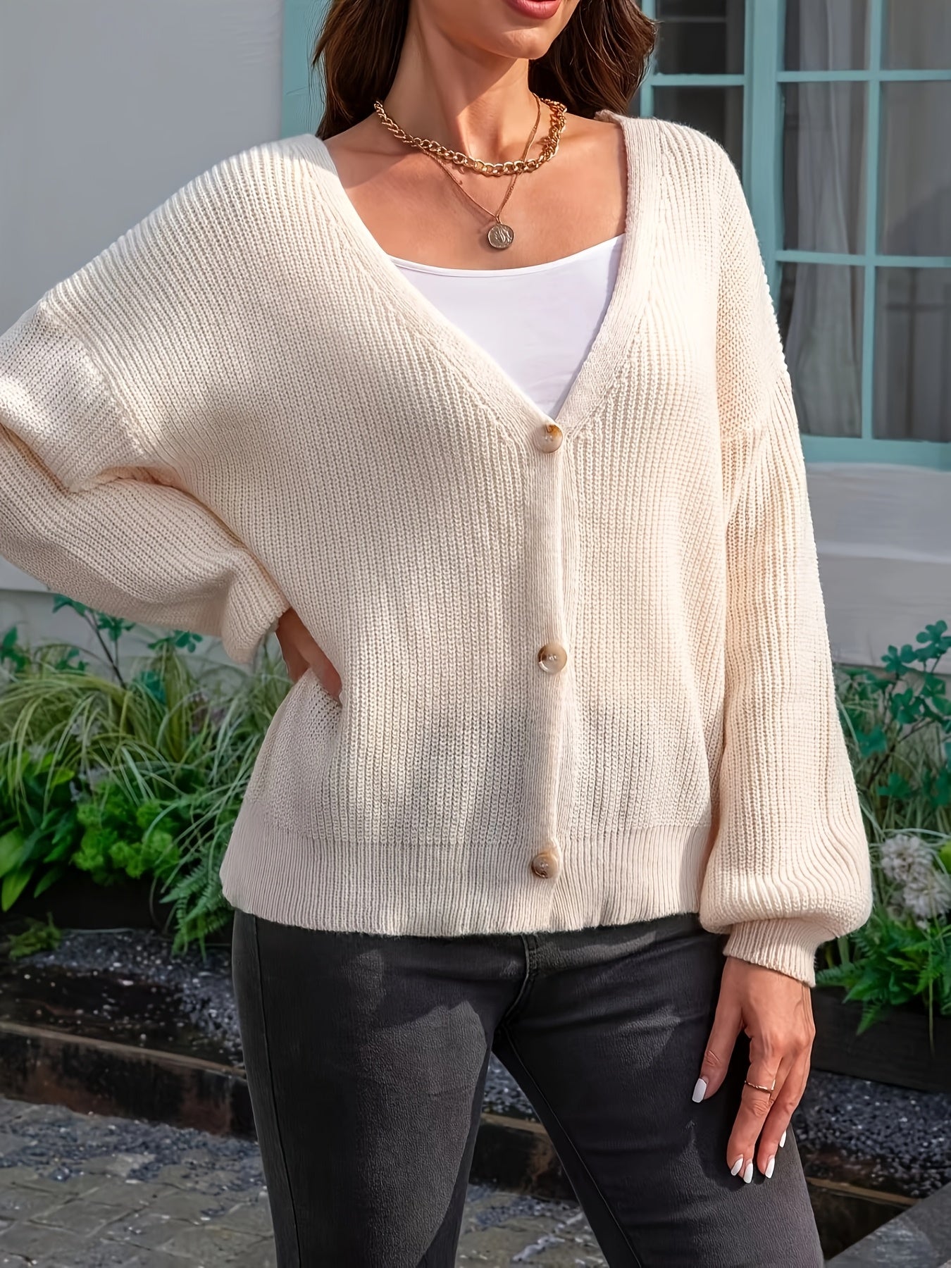 Women's Sweater Cardigan European-Style V-Neck Slim Fit Autumn Winter