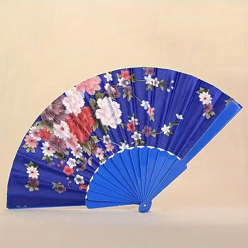 Vintage Style Hand Fans 4Pcs 8Pcs Floral Folding Silk Fabric Decorative Dance Fans