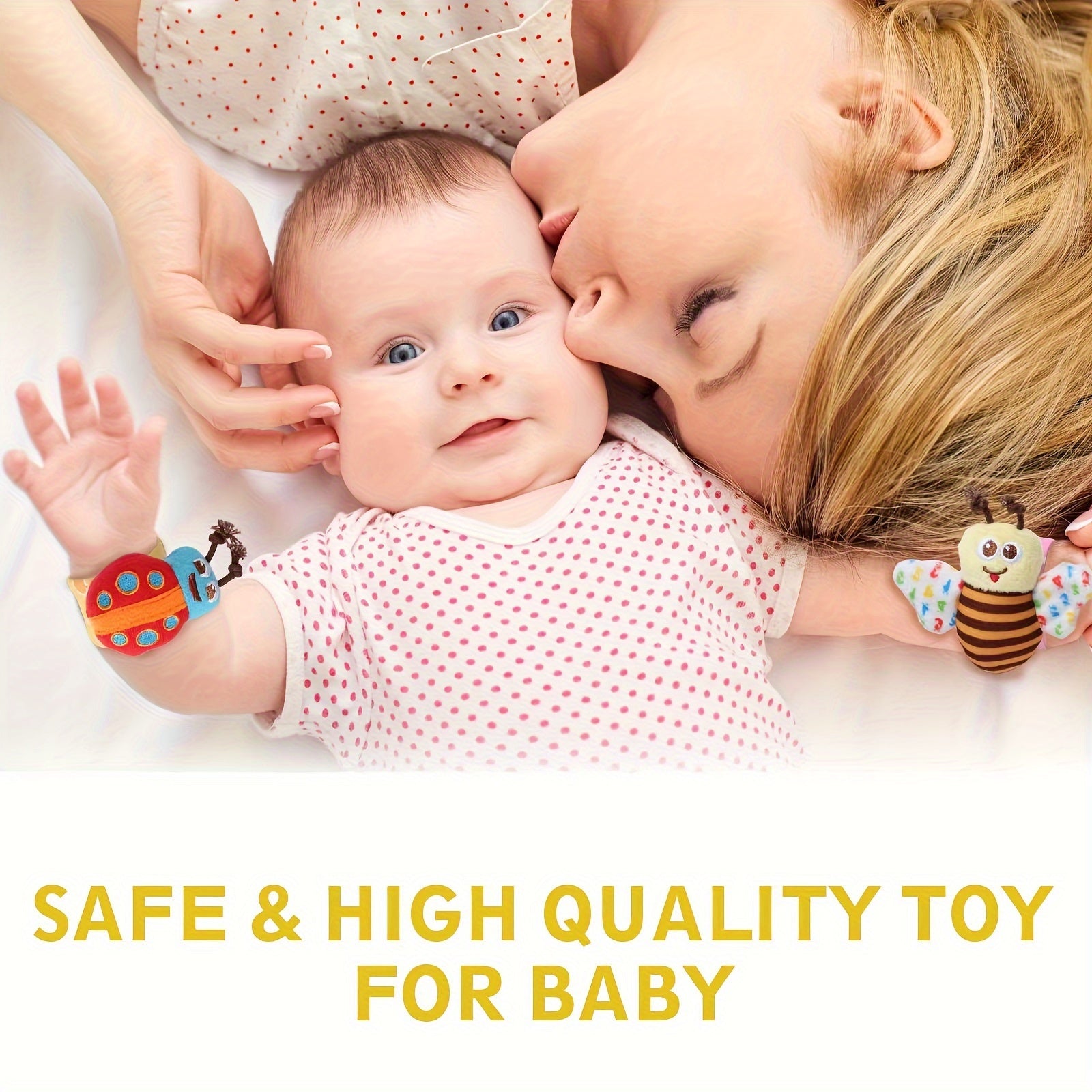 Baby Socks Set for Infants with Rattles and Foot Finder Toys, Breathable Fabric, Elastic Cuffs