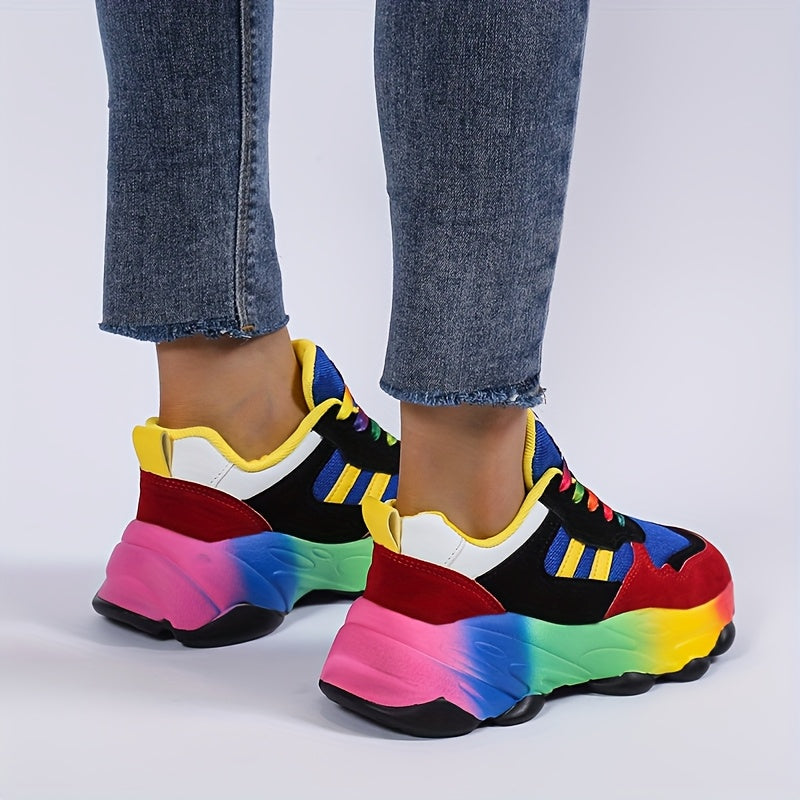 Women's Gradient Chunky Sneakers Breathable Non-Slip Casual Shoes