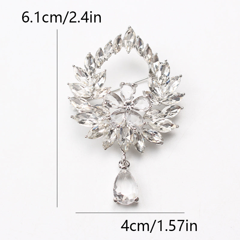 Vintage Style Rhinestone Brooch with Irregular Shape Pendant Jewelry Accessory