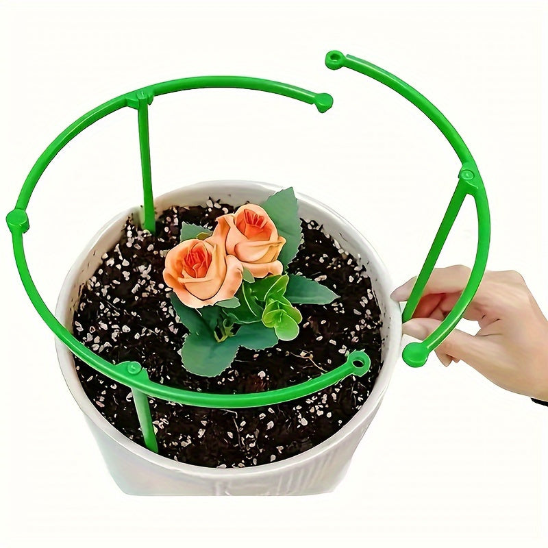Durable Green 5-Tier Stackable Plant Support with Adjustable PVC Rings for Garden Flowers and Potted Plants