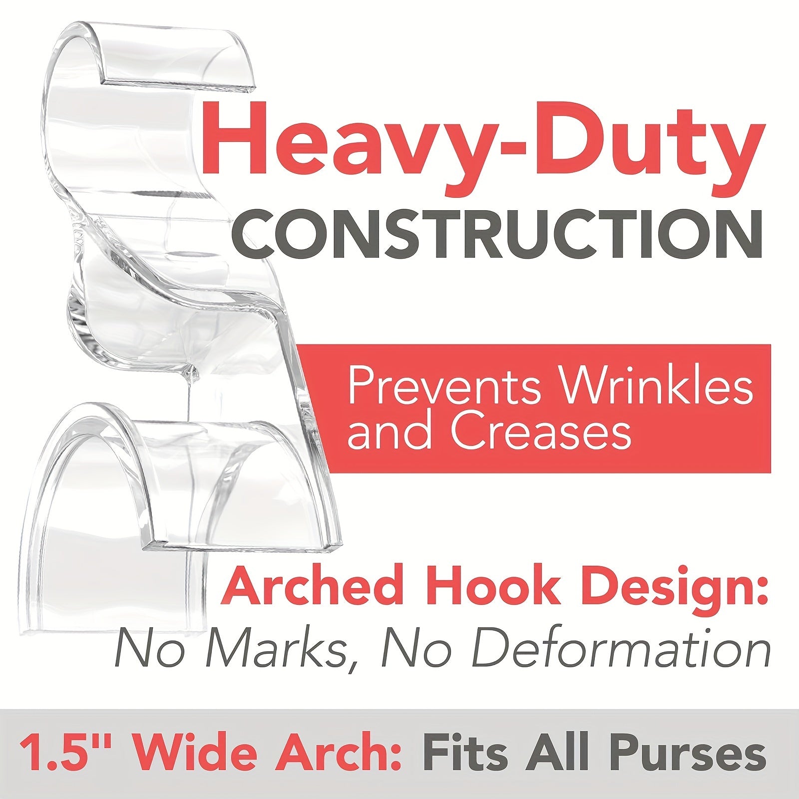 Set of 4 Clear PVC Purse Hangers Handbag Organizers Sturdy Storage Hooks