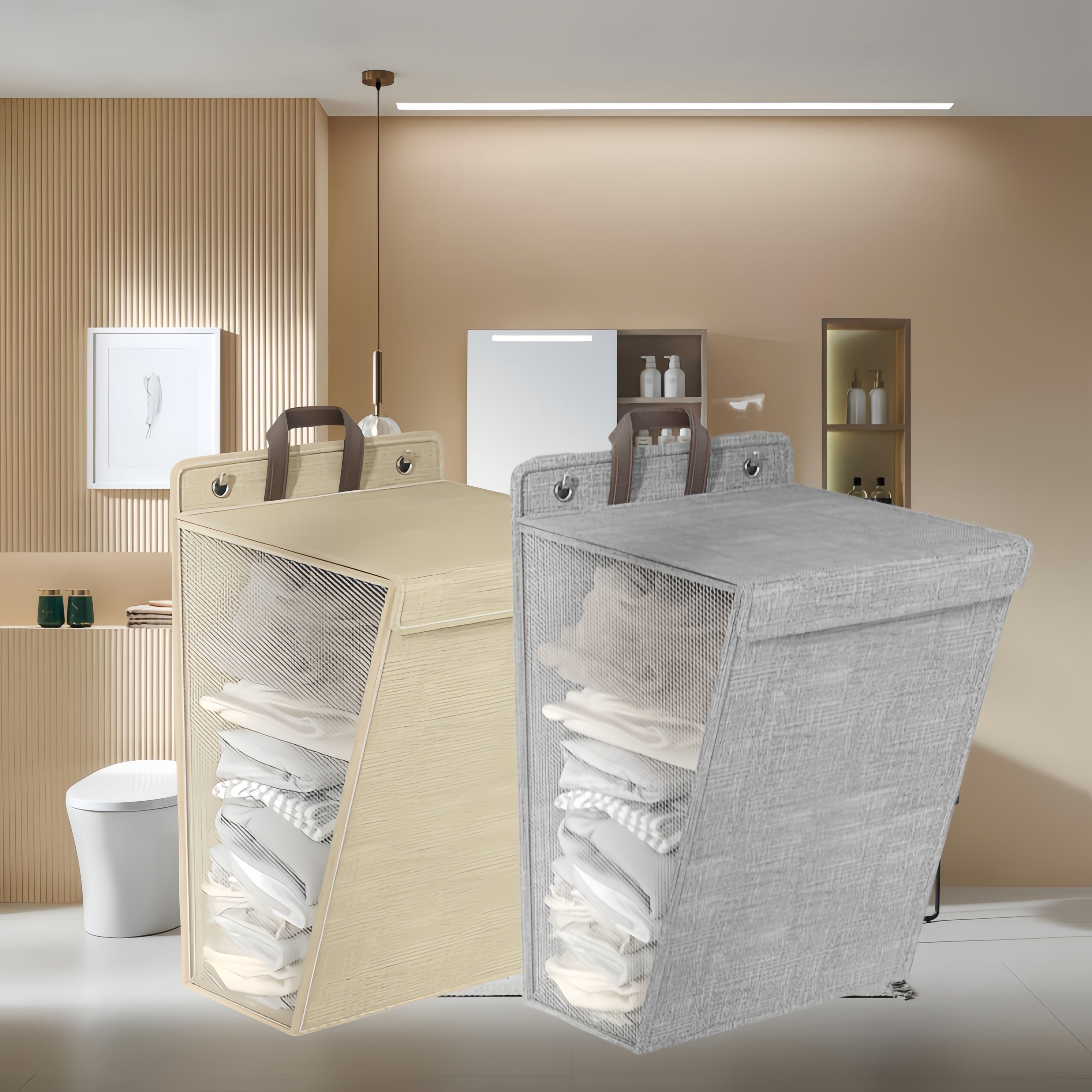 cesta de ropa rectangular con tapa, cesta plegable para ropa sucia para baño y dormitorio