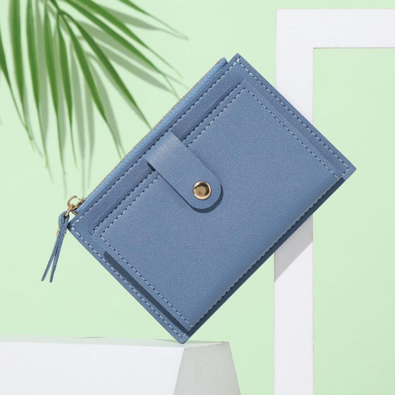 Women’s Slim Faux Leather Bifold Wallet with Zipper Coin Pocket and Card Slots