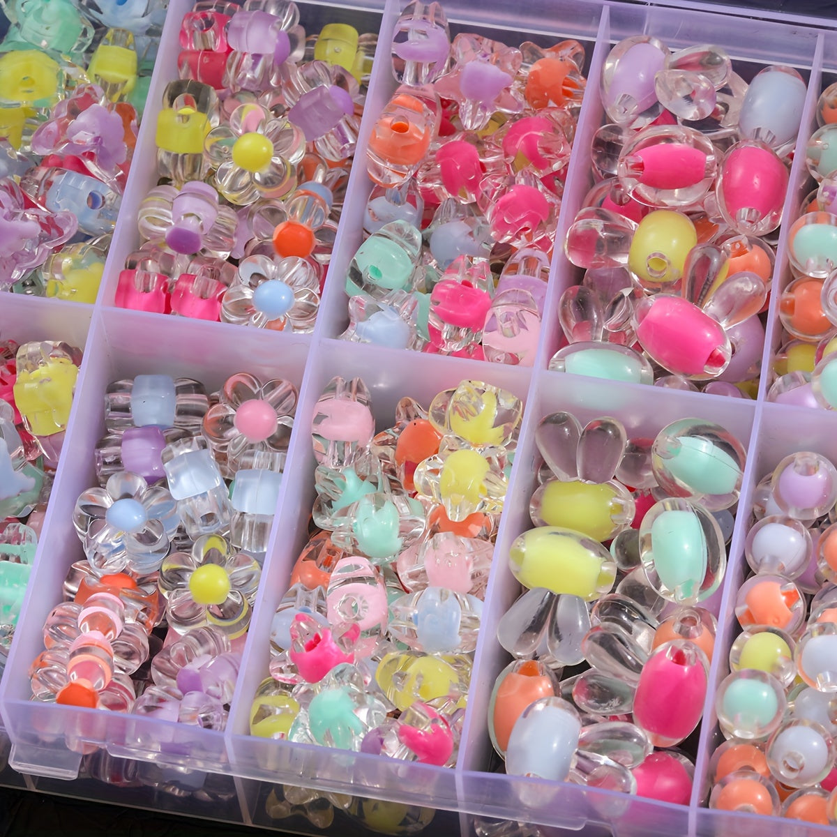 Colorful Transparent Beads Set for DIY Jewelry and Accessories, 400 Pieces