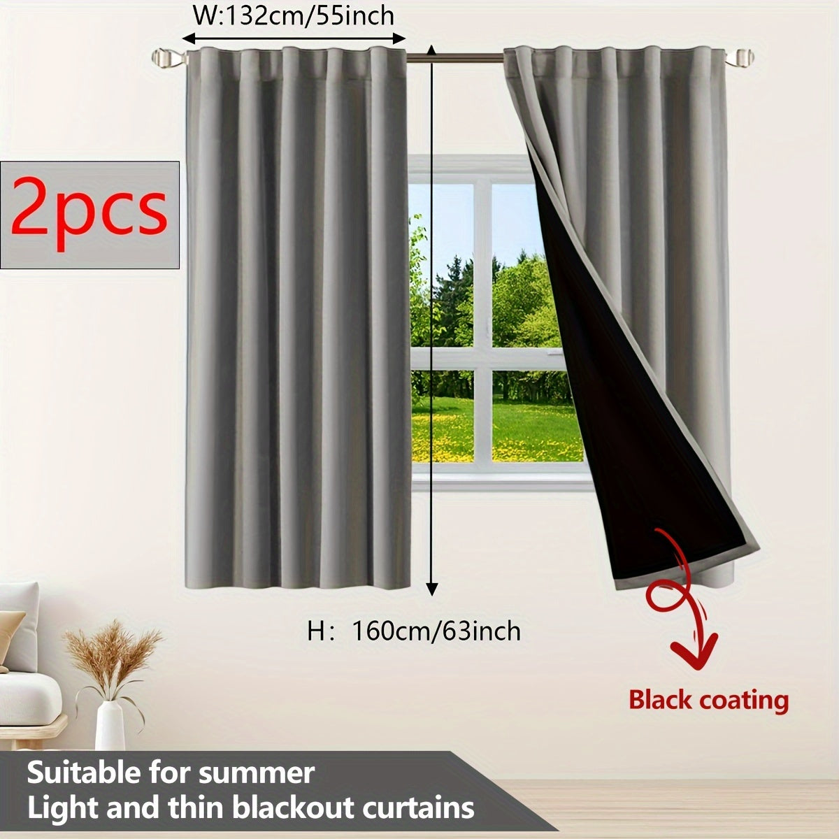 Two Pieces Blackout Curtains Thermal Insulated Twill for Bedroom Living Room
