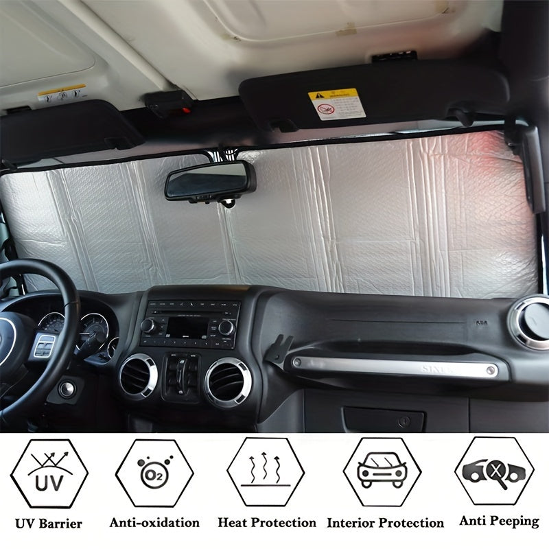 Cobertor de parabrisas para Jeep Wrangler universal, protector de viento, cubierta de parabrisas, aluminio negro