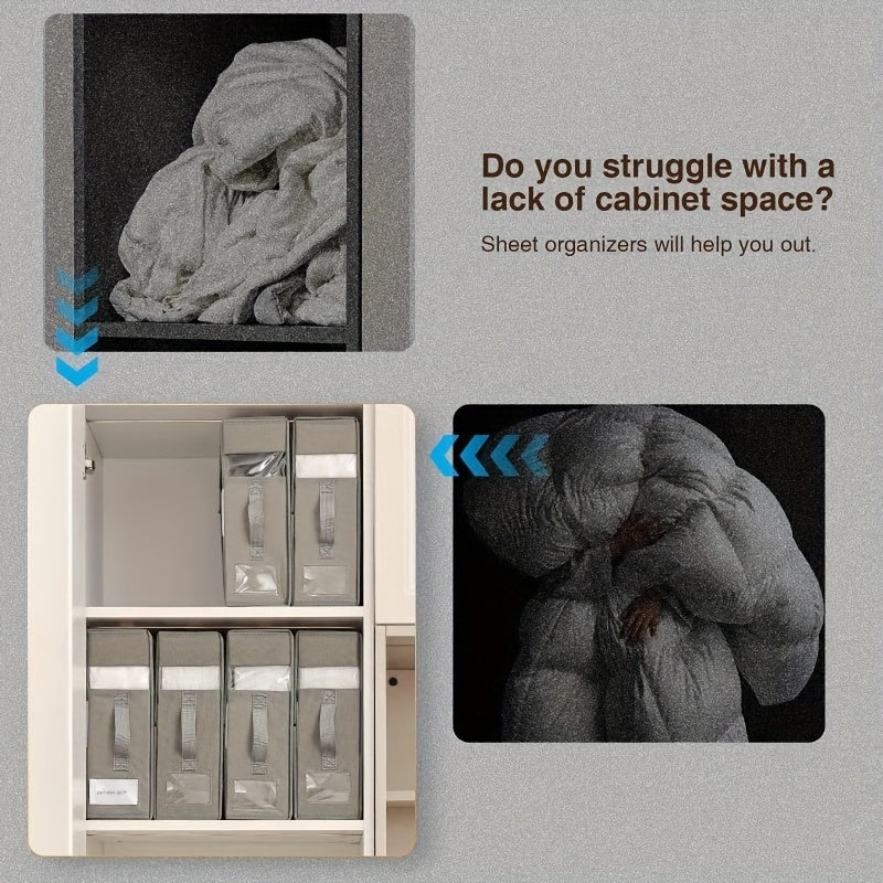 Juego de cuatro cajas de almacenamiento para sábanas de tela no tejida con tapas, organizadores para debajo de la cama y armario