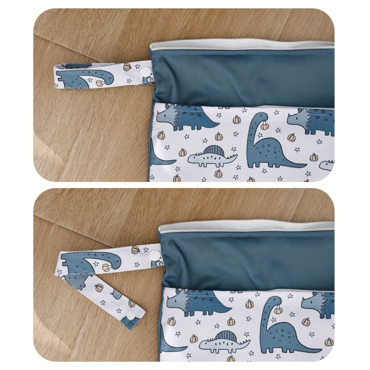 Bolso impermeable para pañales con dos cremalleras 30x40cm Bolsa de almacenamiento húmedo y seco para pañales de tela