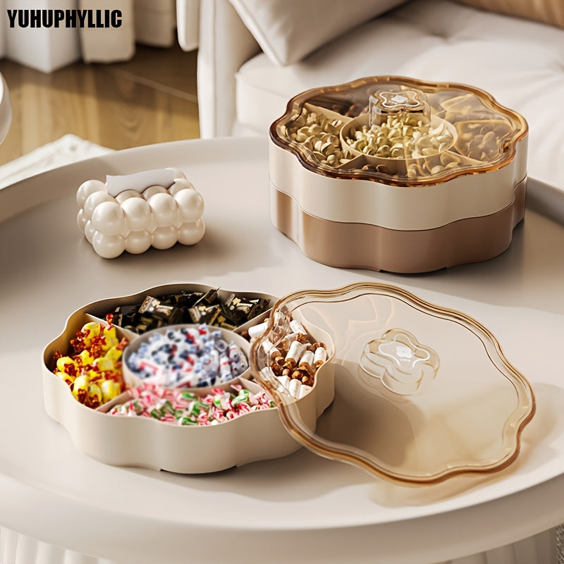 Plastic Snack and Nut Storage Tray with Divider for Fruit Candy and Snacks