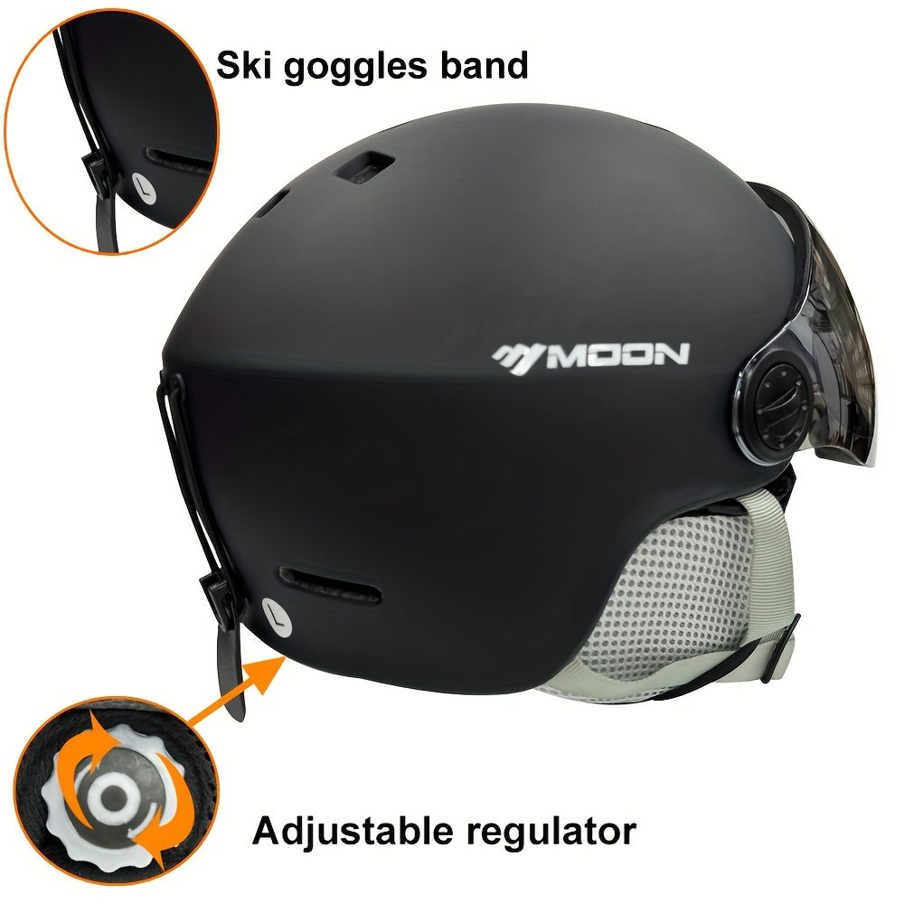 Casco de esquí con gafas de ajuste universal construcción en PC EPS visor para snowboard y patinaje