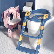 Children's Step Toilet Seat with Folding Potty Training Ladder and Adjustable Height