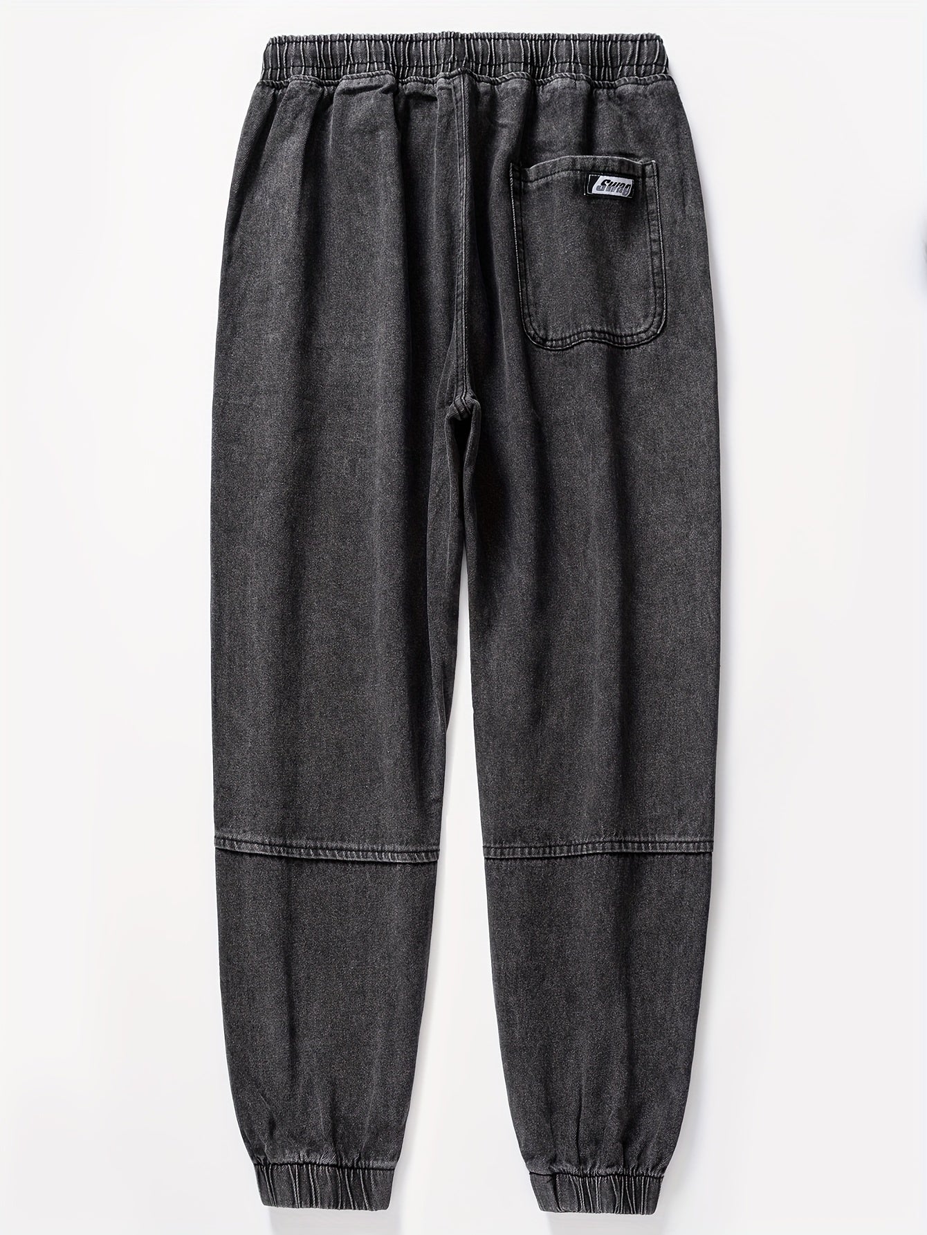 Мужские джинсовые джоггеры укороченные синий свободный крой с шнурком на поясе уличный повседневный стиль