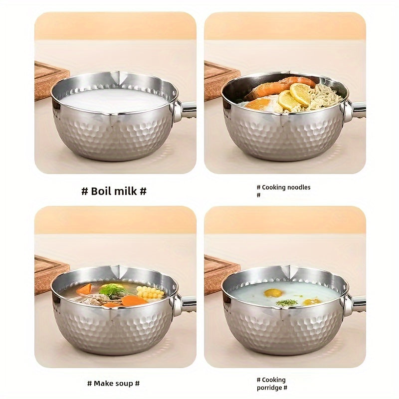 Stainless Steel Saucepan 2L Induction Compatible with Wooden Lid for Cooking