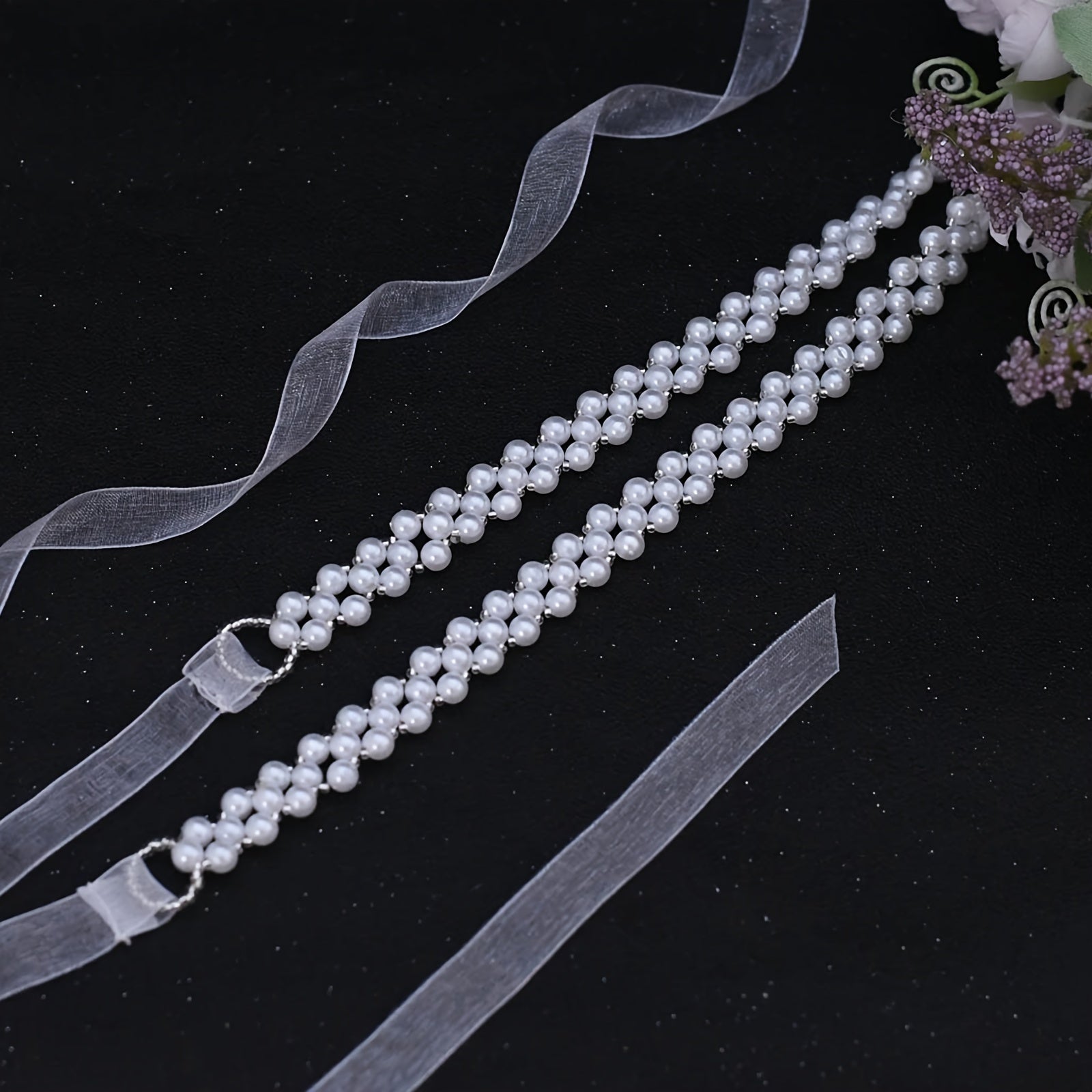 Cinturón de novia con perlas falsas y cinta para vestidos de boda y vestidos de noche