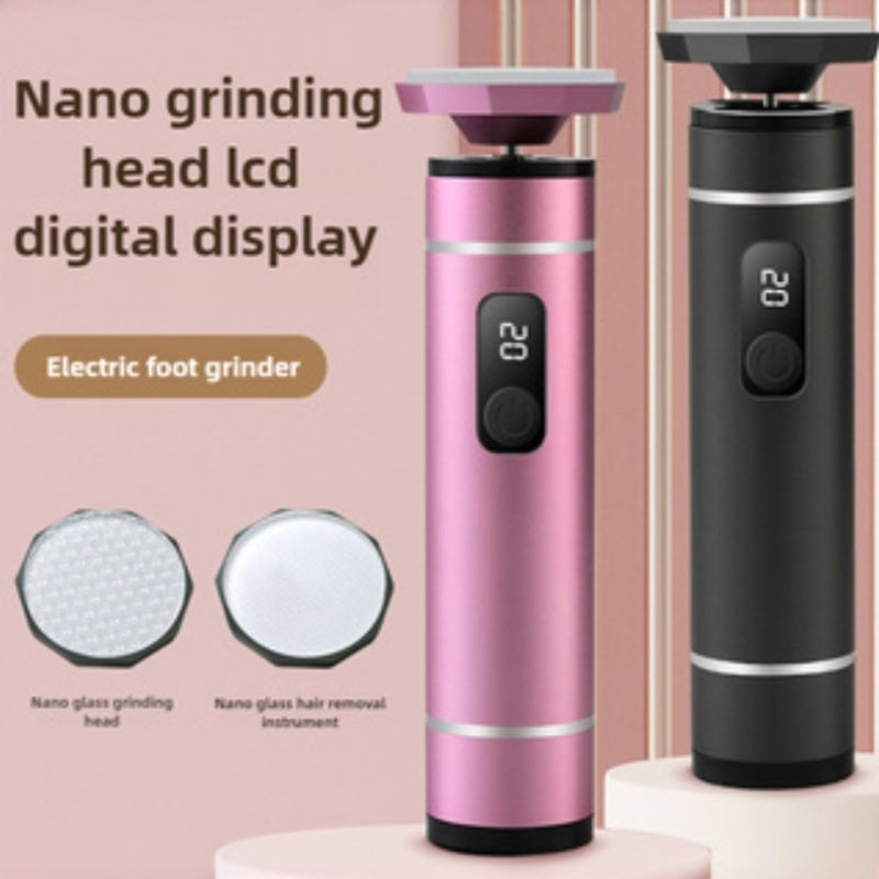 Cabezal de pulidor eléctrico recargable para pies con pantalla LCD, carga USB, color rosa y negro
