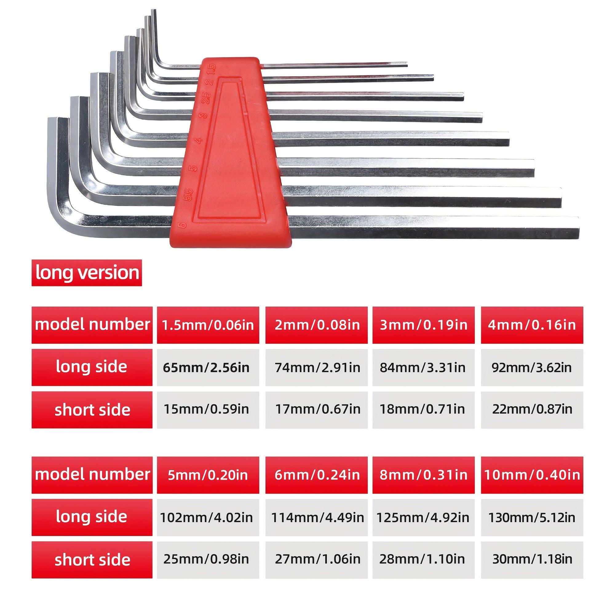 Avtomobil ta'miri va mexanik ishlar uchun qizil yassi olti burchakli kalitlar to'plami