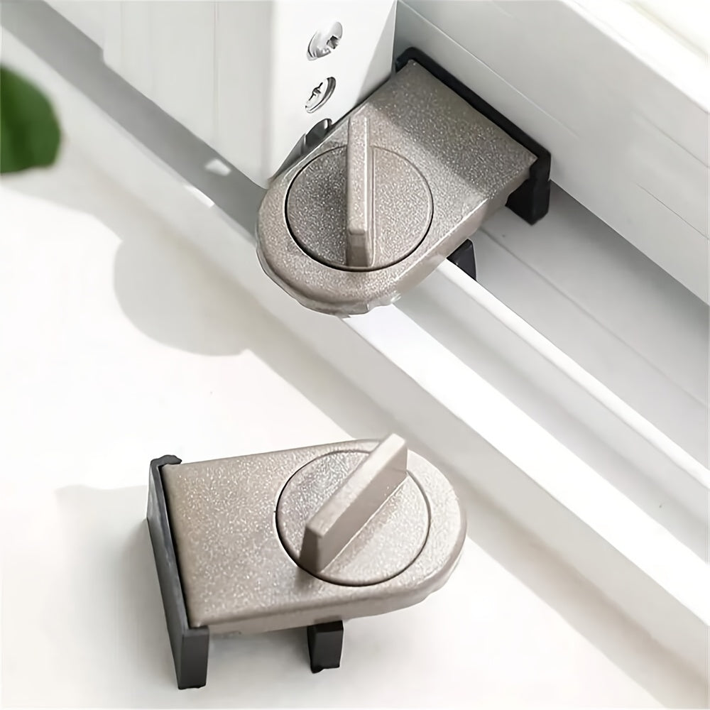 Adjustable Aluminum Alloy Window Lock with Anti-Pinch Safety Wedge for Home Office Car