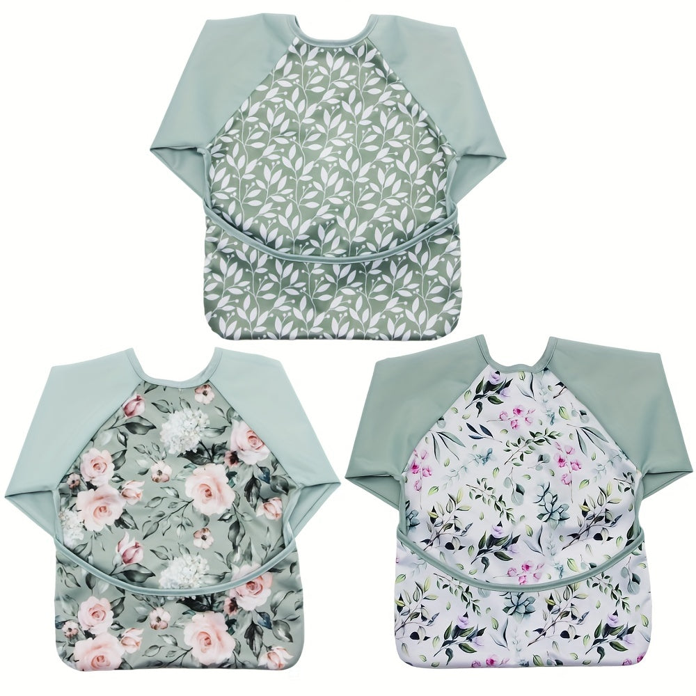 Water-Resistant Baby Bib for Toddlers 6-24 Months with Food Catcher and Sleeves